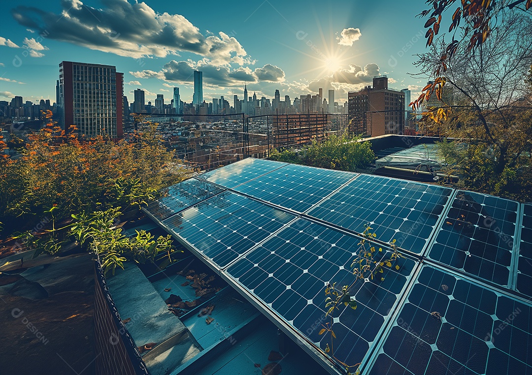 Instalação de painel solar fotovoltaico fonte alternativa de eletricidade