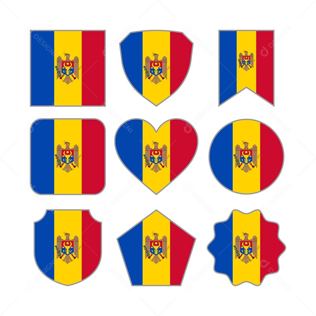 Conjunto de Formas de Bandeiras da Moldávia Vetor EPS