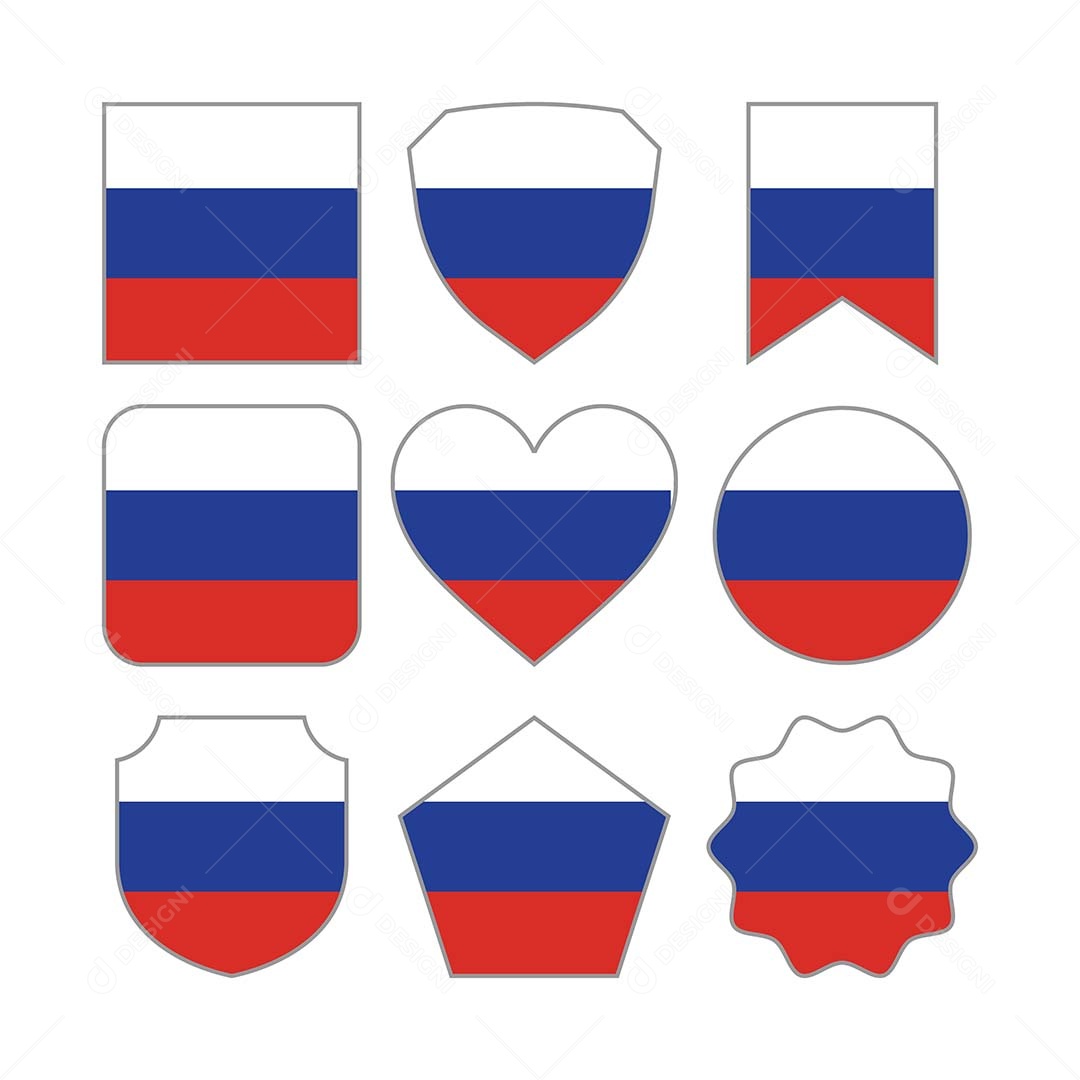 Conjunto de Formas de Bandeiras da Rússia Vetor EPS