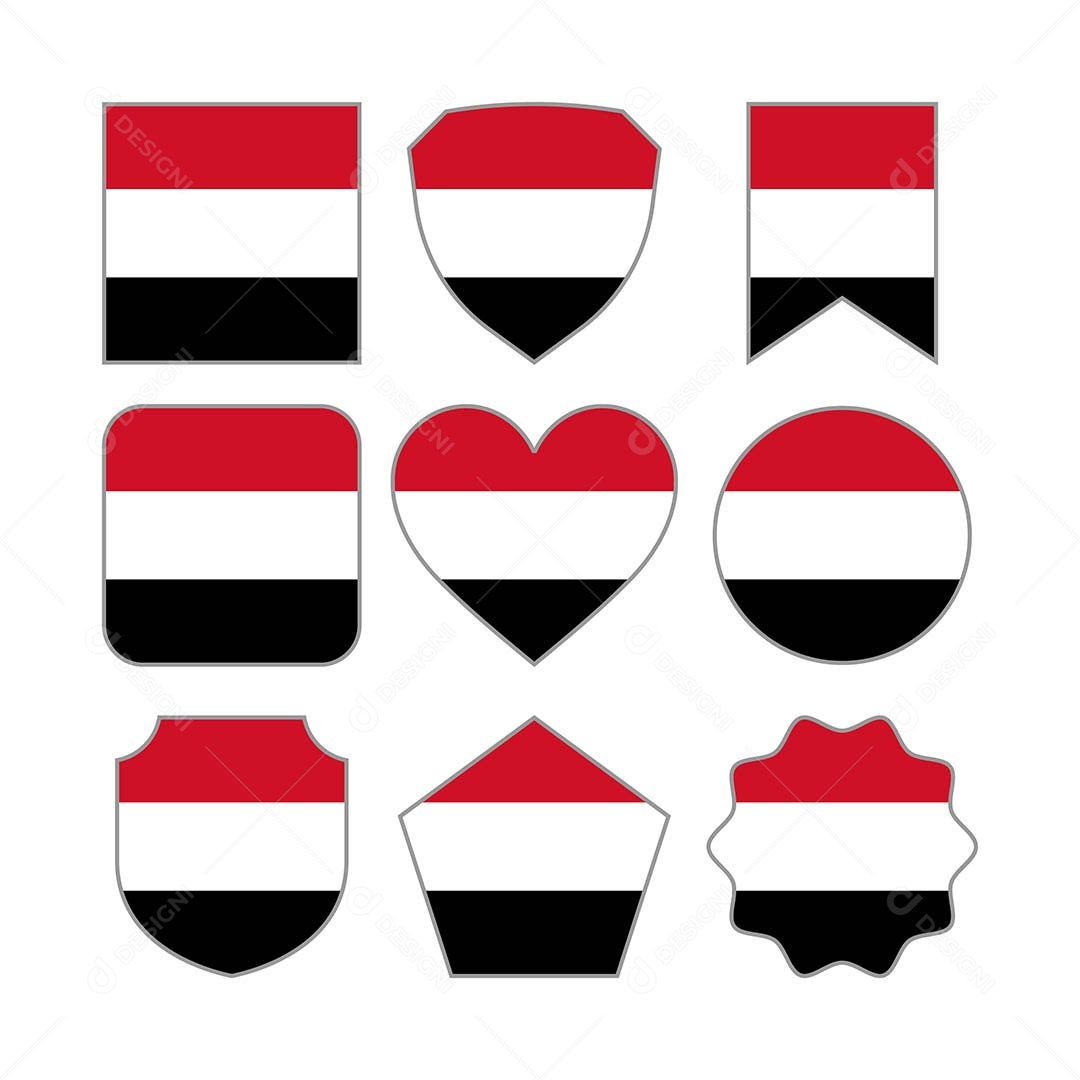 Conjunto de Formas de Bandeiras de Iêmen Vetor EPS