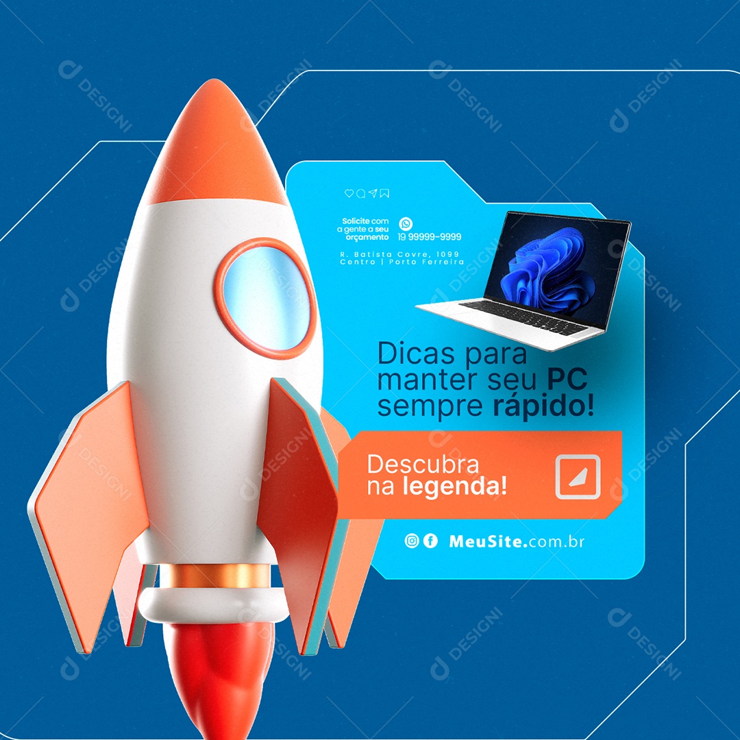 Técnico De Informática Dicas para manter seu PC sempre rápido Social Media PSD Editável