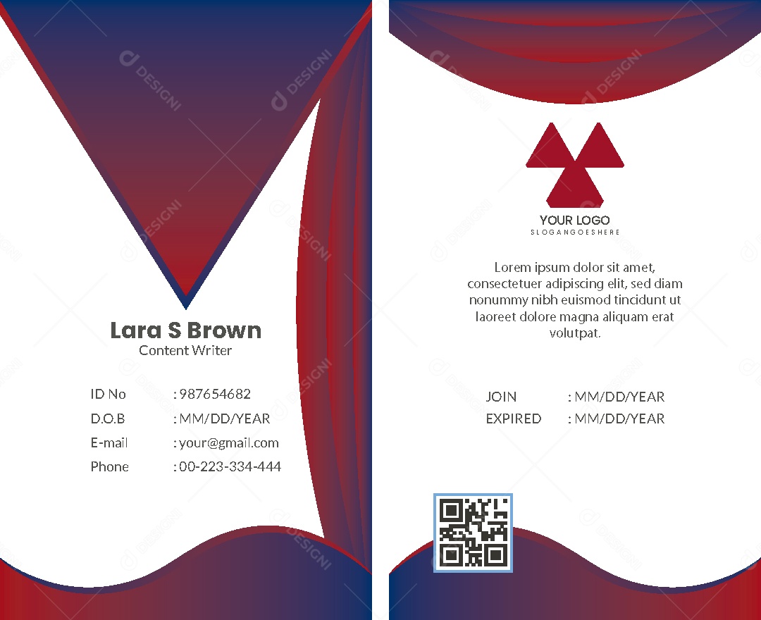 Modelo de Cartão de Identificação Ilustração Vetor EPS