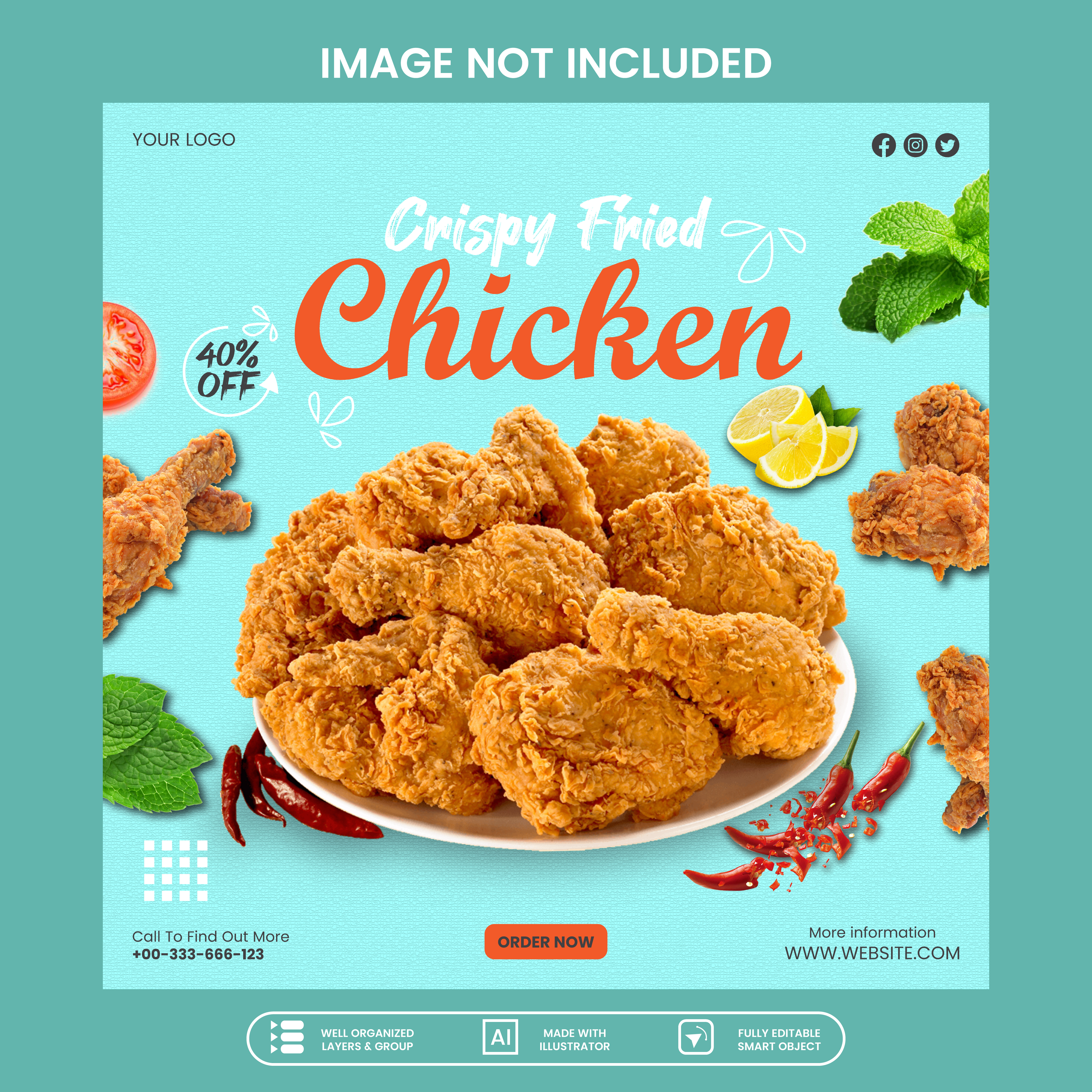 Frango Frito Crocante Ilustração Vetor EPS