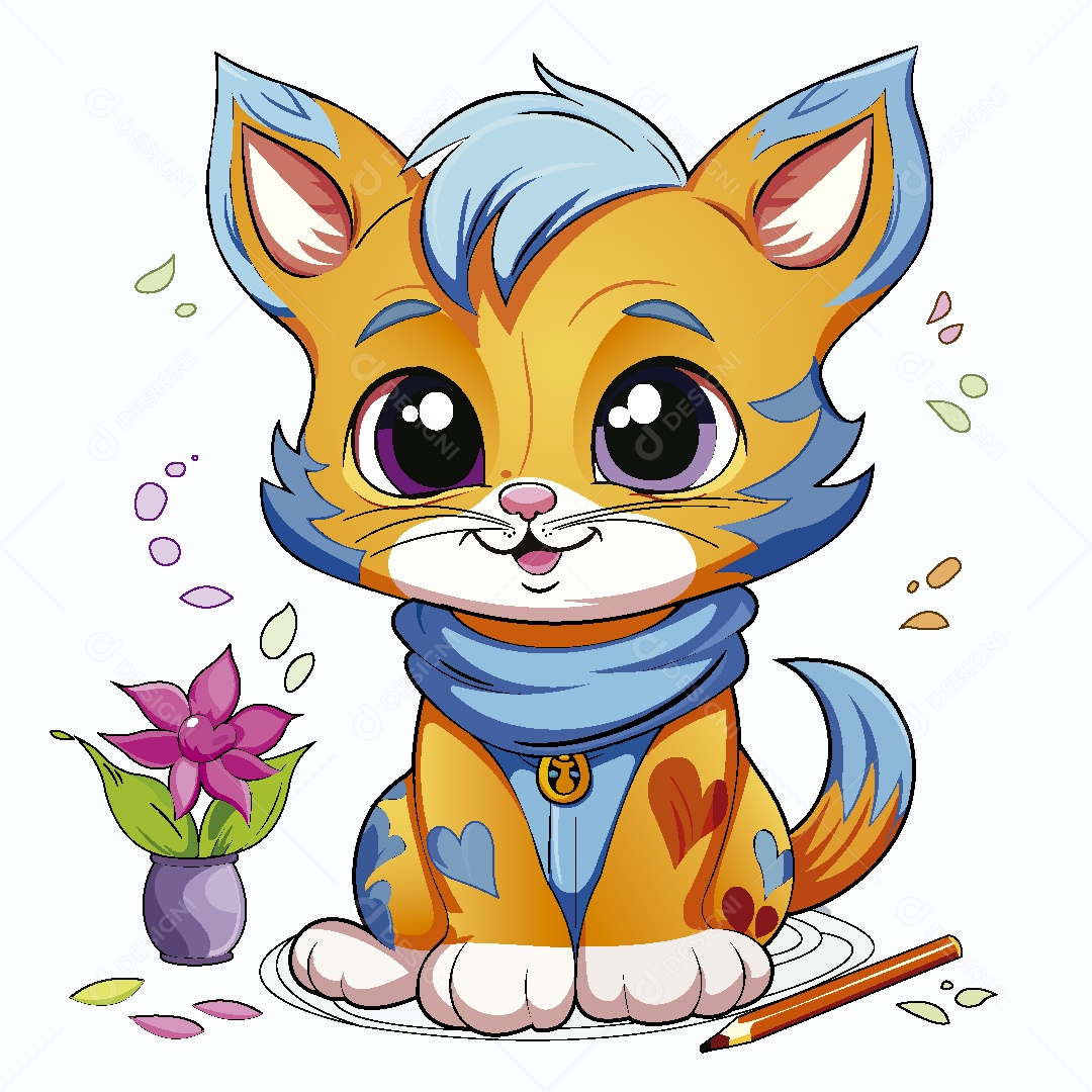 Gatinho Mascote Ilustração Vetor EPS