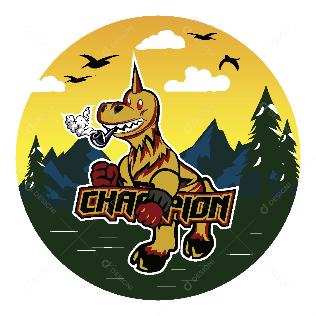 Modelo de Logo com Mascote Ilustração Vetor EPS