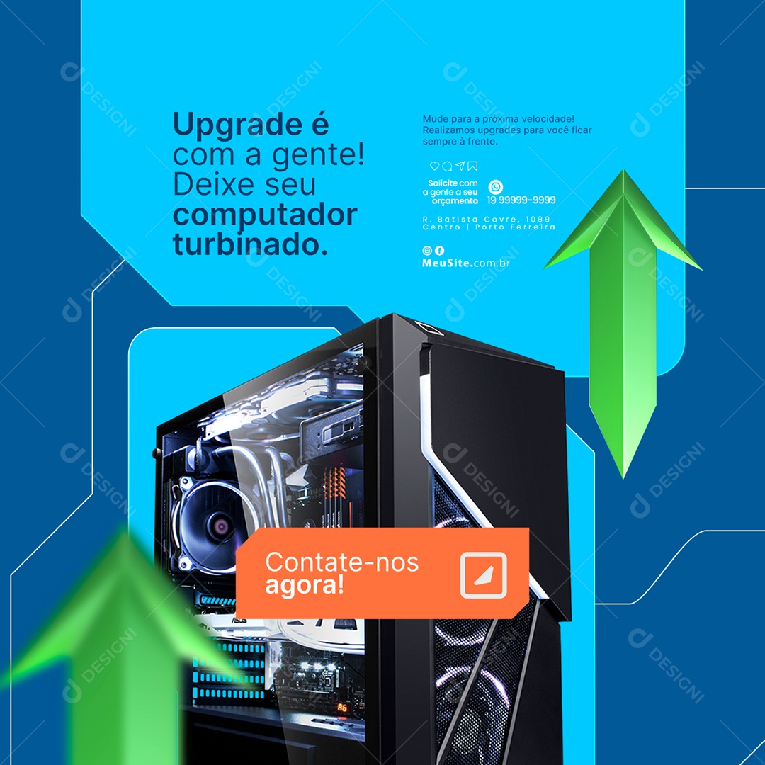 Técnico De Informática Upgrade é com a gente Deixe seu computador turbinado Social Media PSD Editável