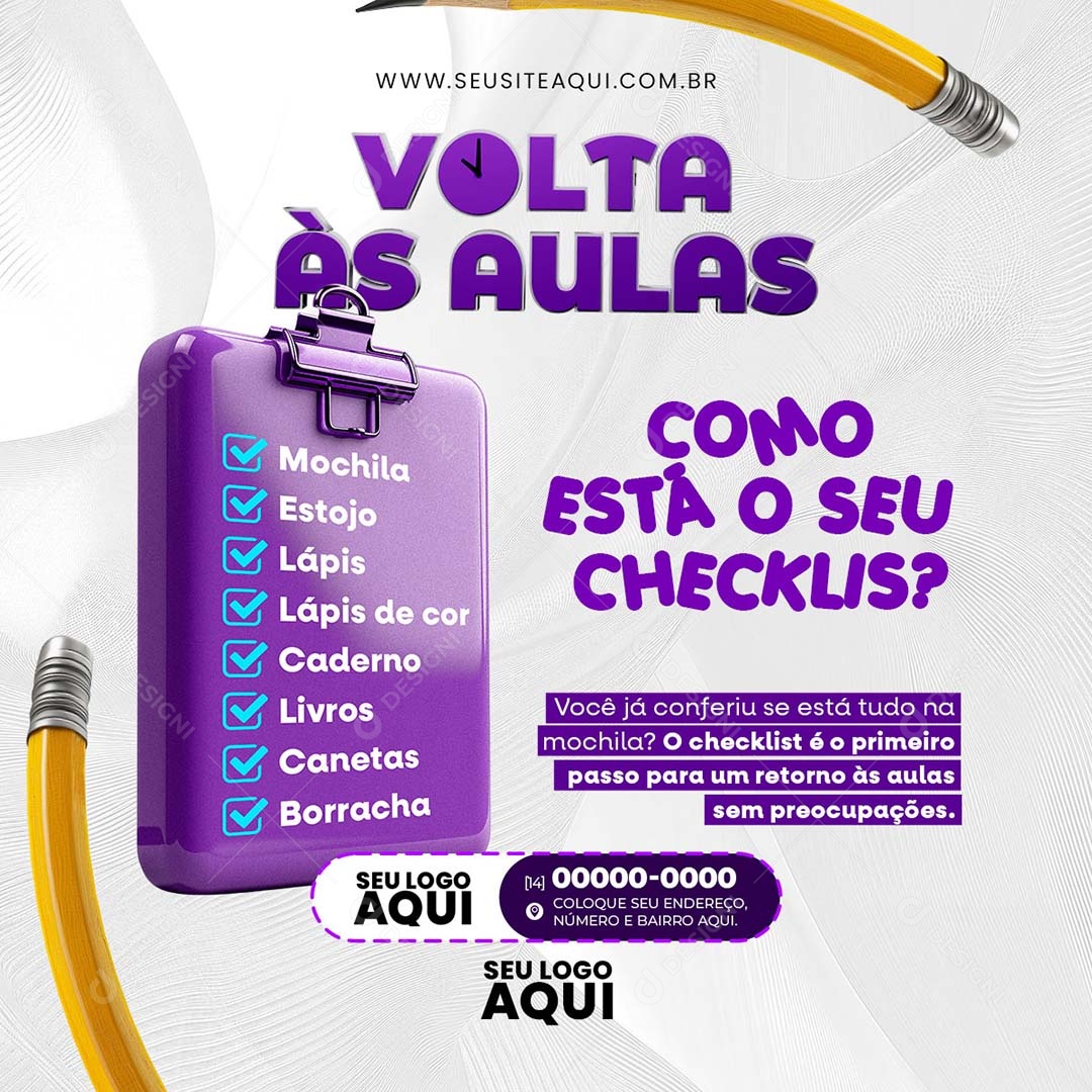 Volta às Aulas Você já Conferiu se Está tudo na Mochila Social Media PSD Editável