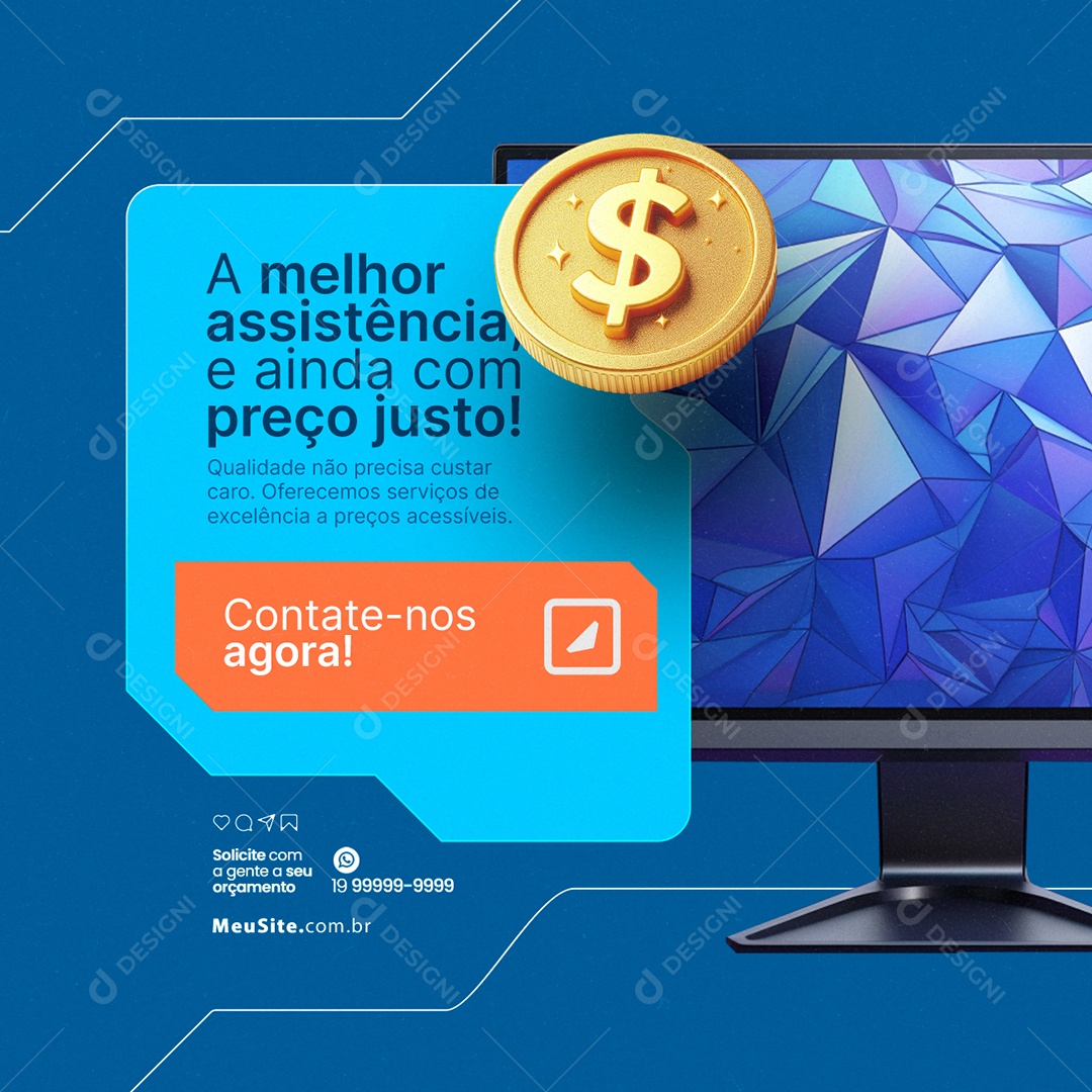 Técnico De Informática A melhor assistência e ainda com preço justo Social Media PSD Editável