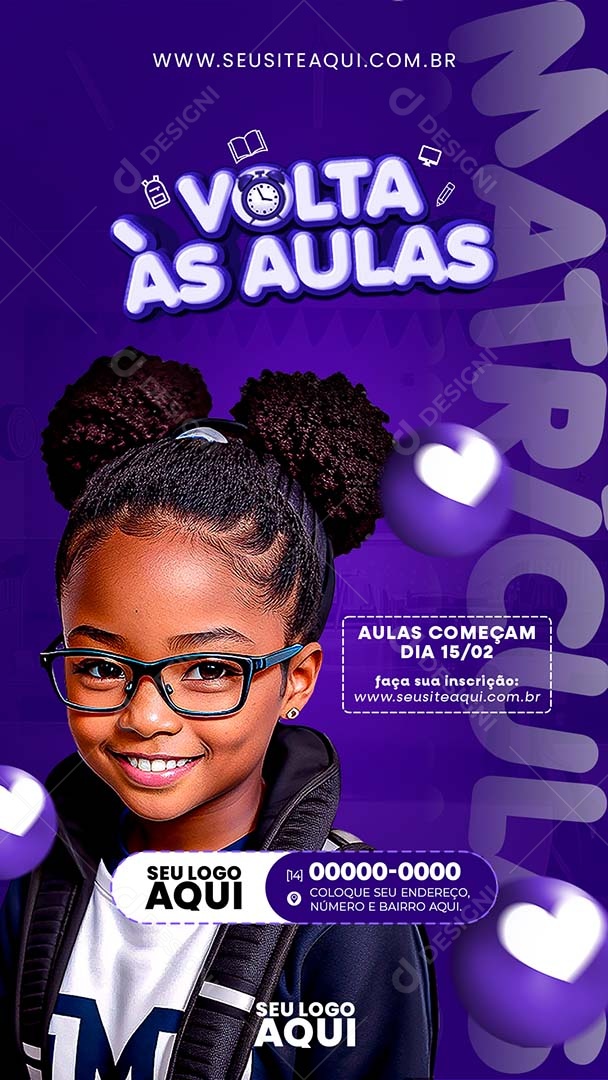 Story Volta às Aulas Começam Dia 15/02 Faça sua Inscrição Social Media PSD Editável