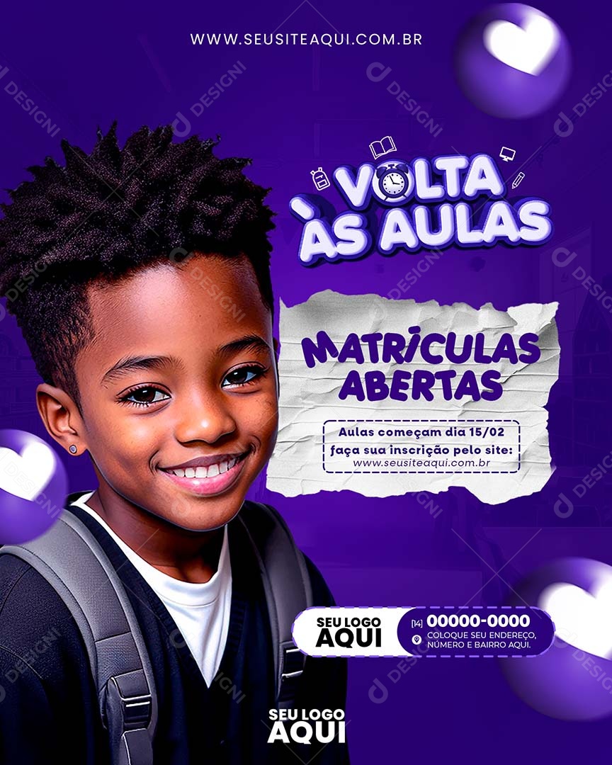 Volta às Aulas Matrículas Abertas Social Media PSD Editável