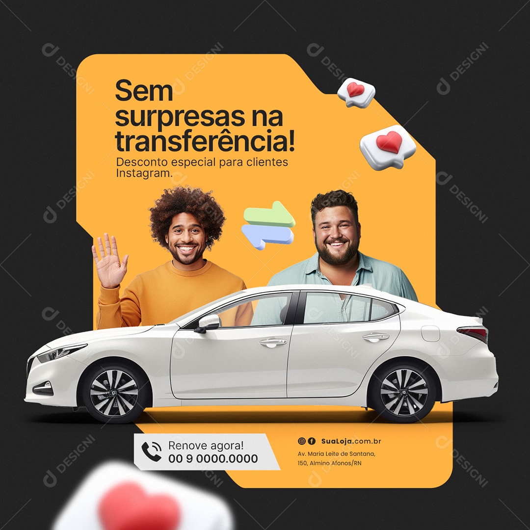 Despachante Sem surpresas na transferência Social Media PSD Editável