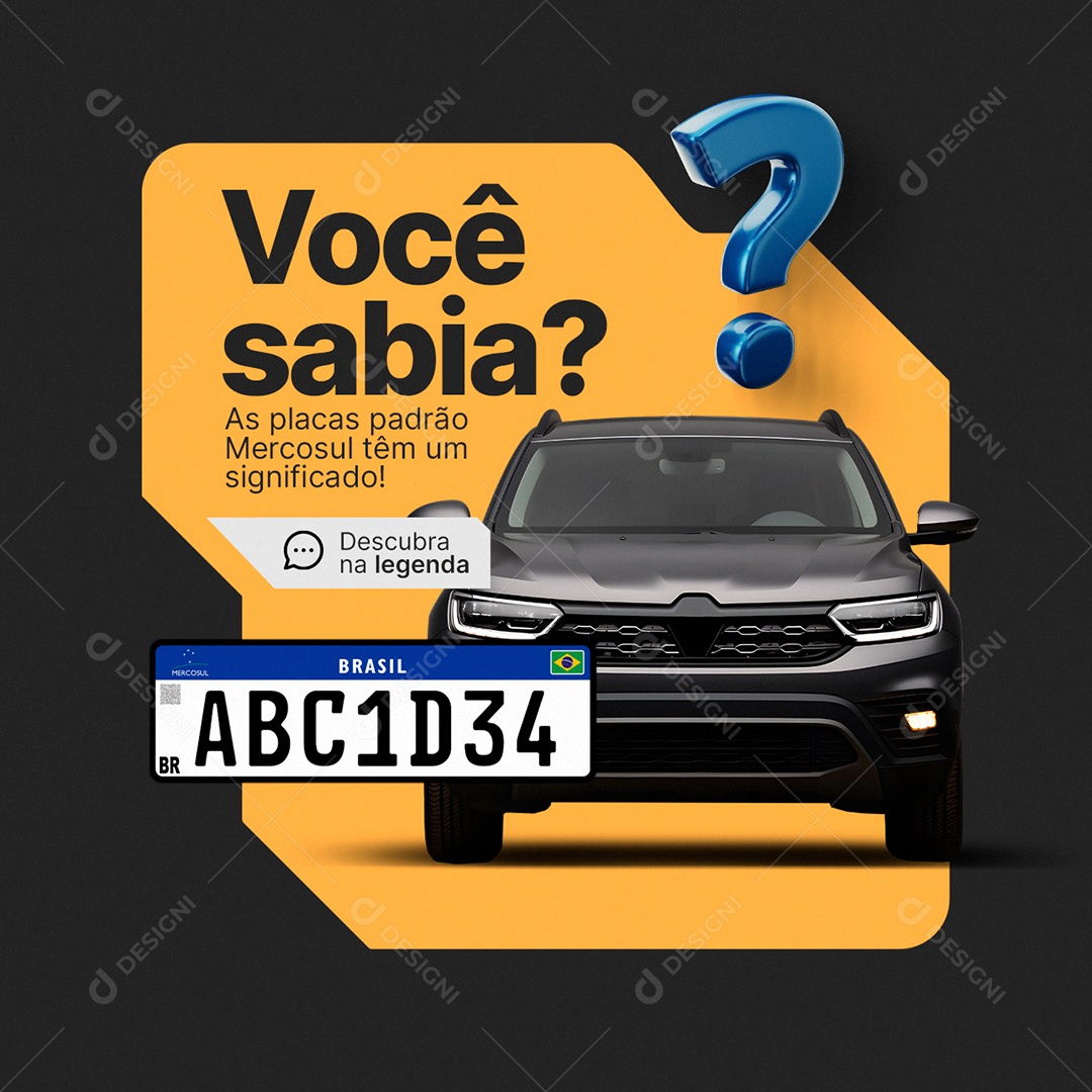 Despachante Você sabia As placas padrão Mercosul têm um significado Social Media PSD Editável