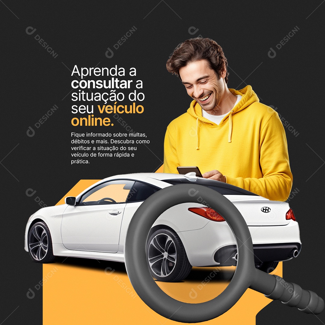 Despachante Aprenda a consulta a situação do seu veículo online Social Media PSD Editável