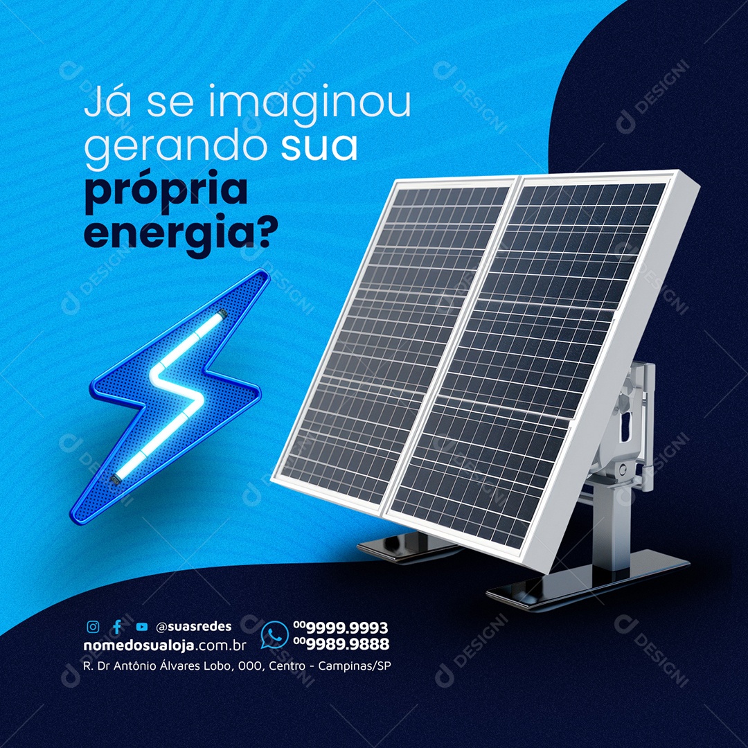 Energia Solar Já se imaginou gerando sua própria energia Social Media PSD Editável