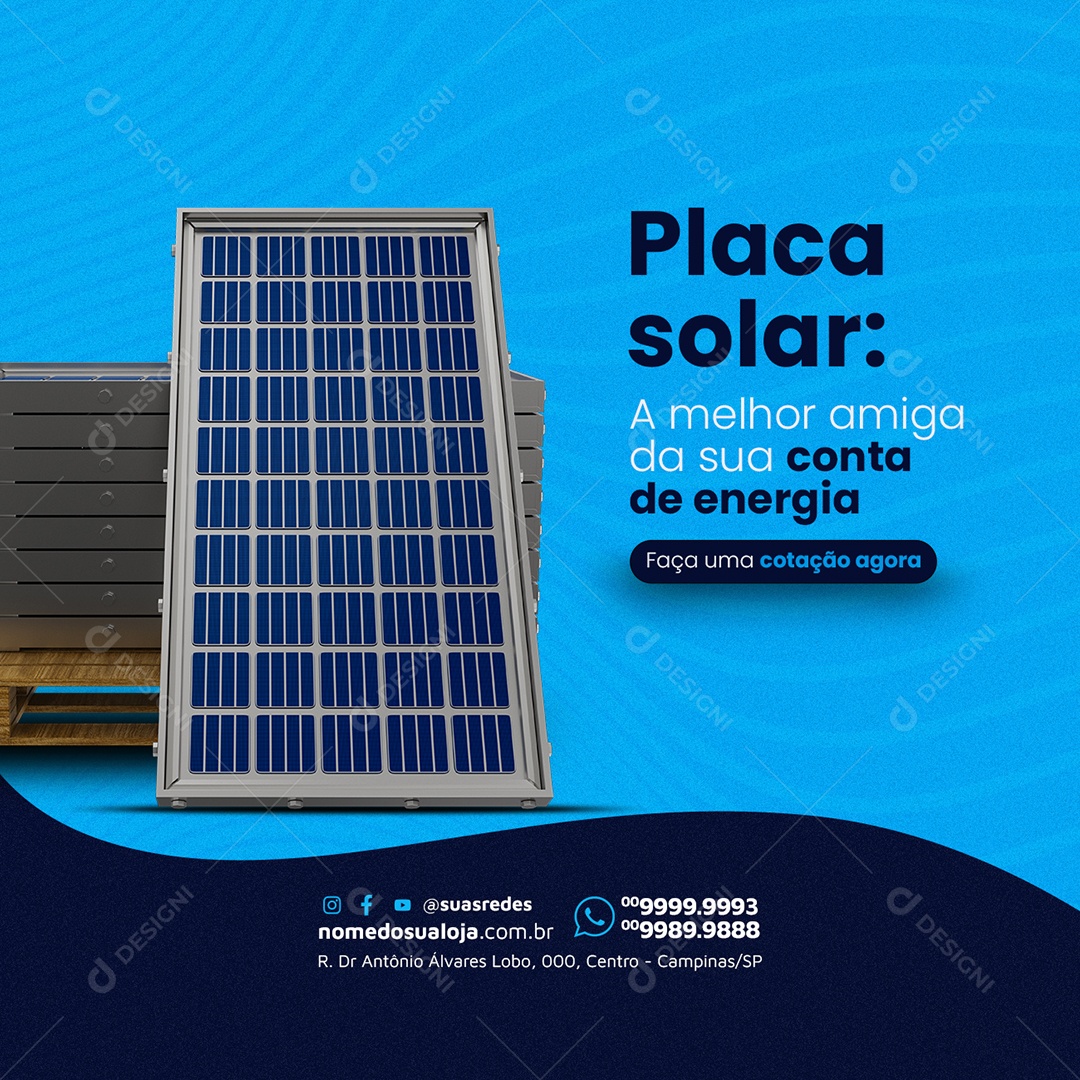 Energia Solar Placa solar A melhor amiga da sua conta de energia Social Media PSD Editável