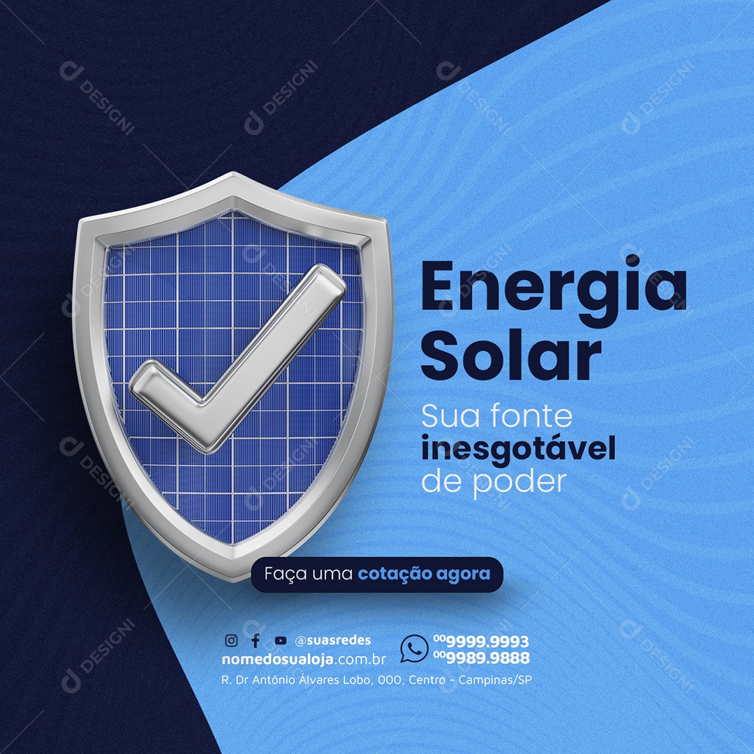 Energia Solar Sua fonte inesgotável de poder Social Media PSD Editável