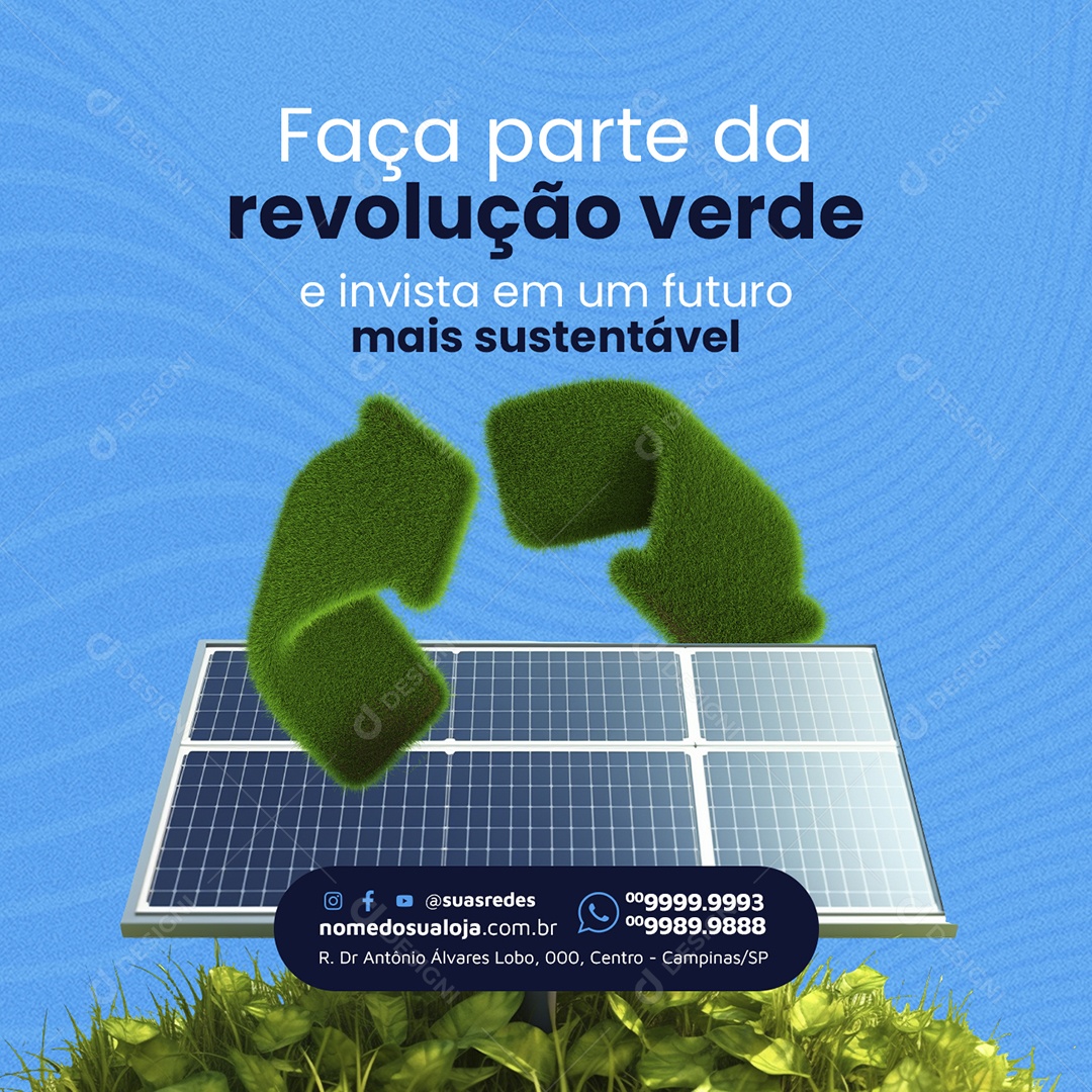 Energia Solar Faça parte da revolução verde Social Media PSD Editável