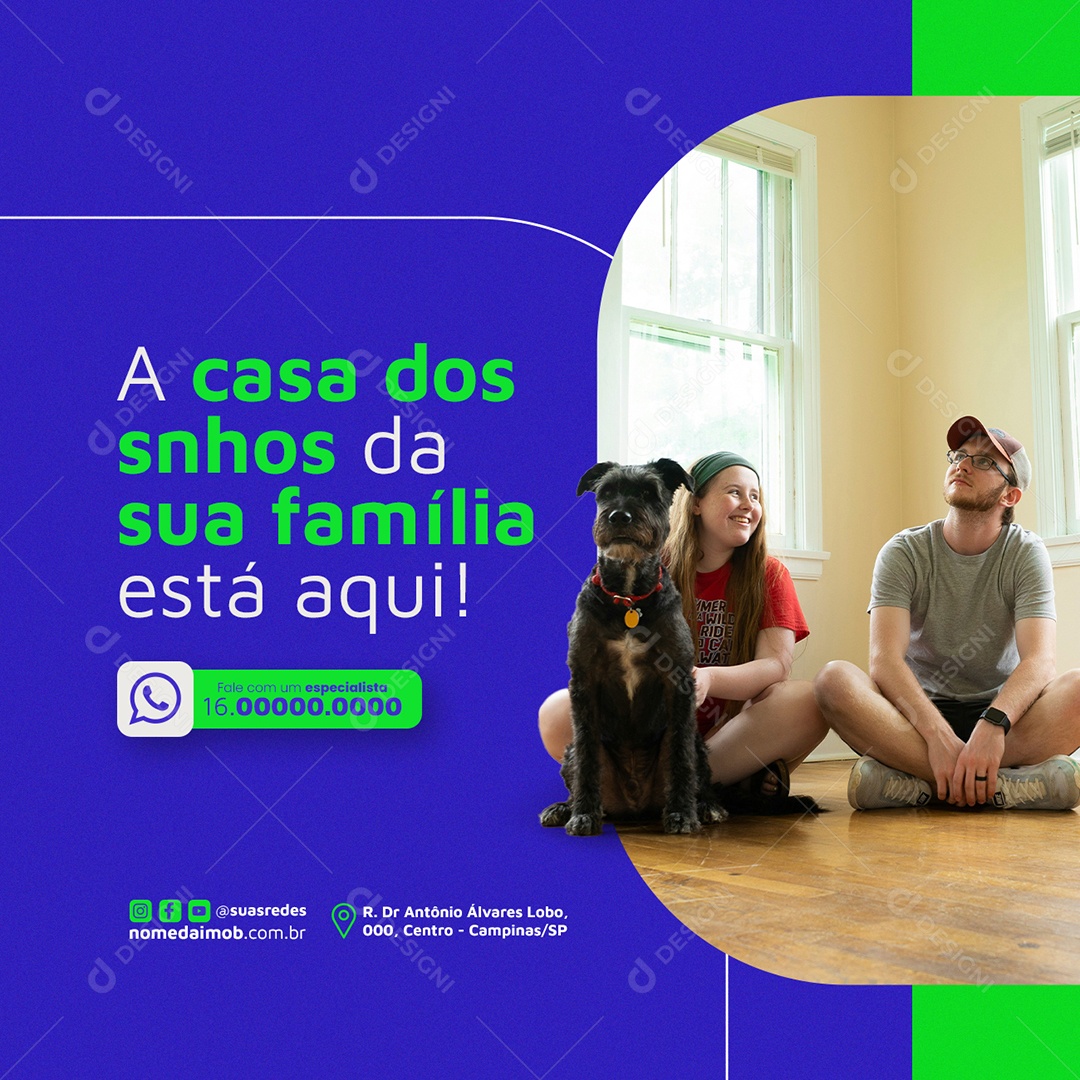 Imobiliária A casa dos sonhos da sua família está aqui Social Media PSD Editável