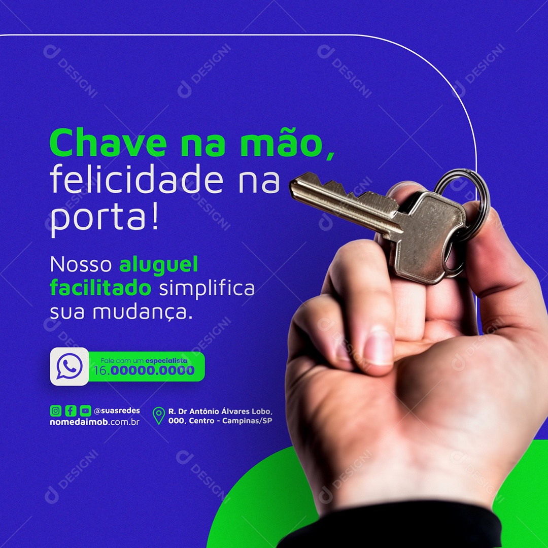 Imobiliária Chave na mão felicidade na porta Social Media PSD Editável