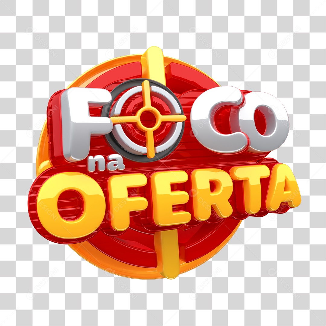 Selo 3D Foco na Oferta PNG Transparente