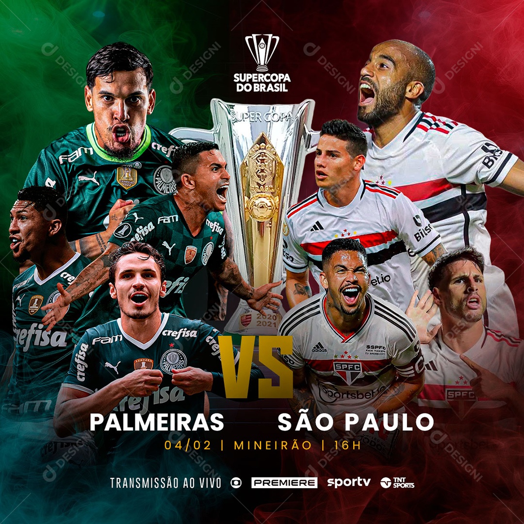 Social Media Jogo Super Copa do Brasil Palmeiras x São Paulo PSD Editável