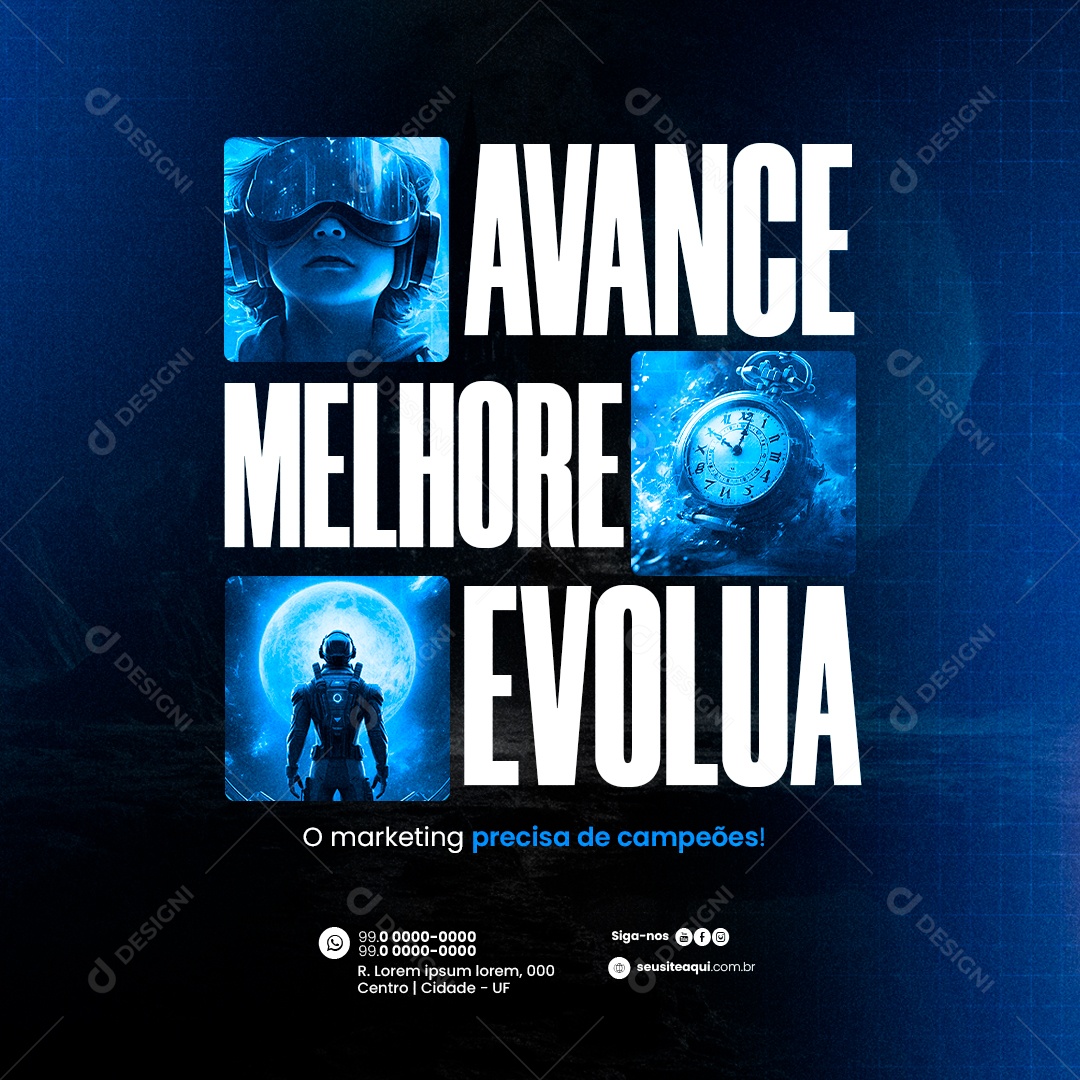 Marketing Digital Avance Melhore Evolua Social Media PSD Editável