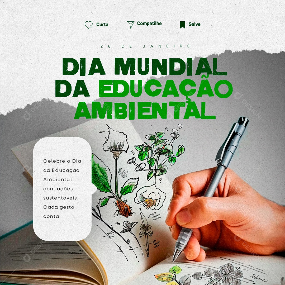 Dia Mundial Da Educação Ambiental 26 De Janeiro Celebre com ações Social Media PSD Editável