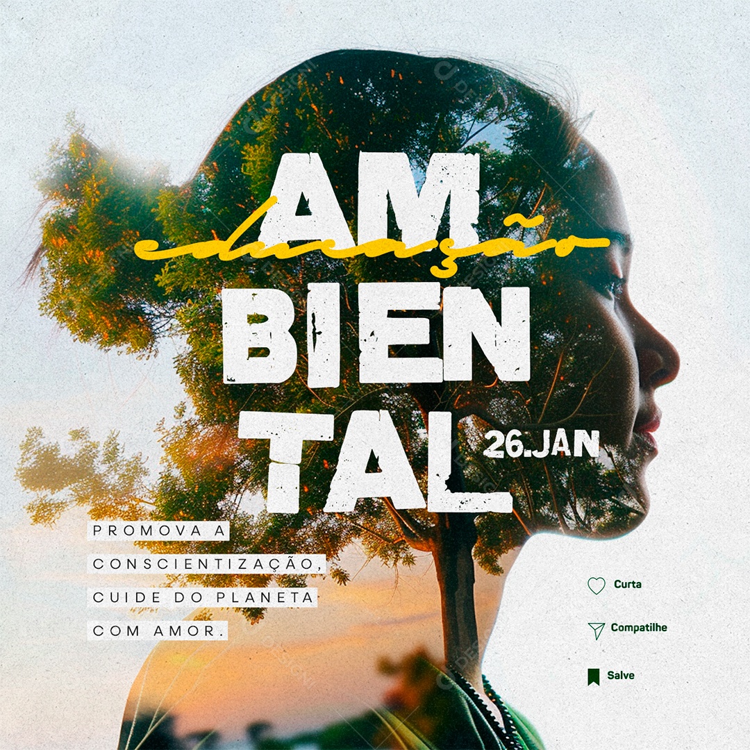 Dia Da Educação Ambiental 26 De Janeiro Promova a Conscientização Social Media PSD Editável