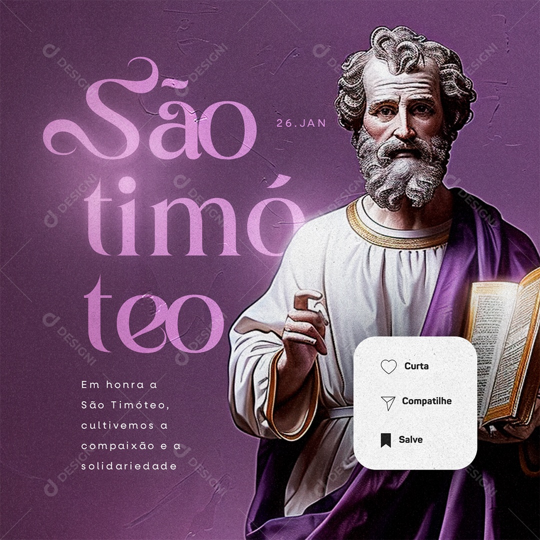 Dia de São Timóteo 26 De Janeiro Em honra cultivemos a compaixão Social Media PSD Editável