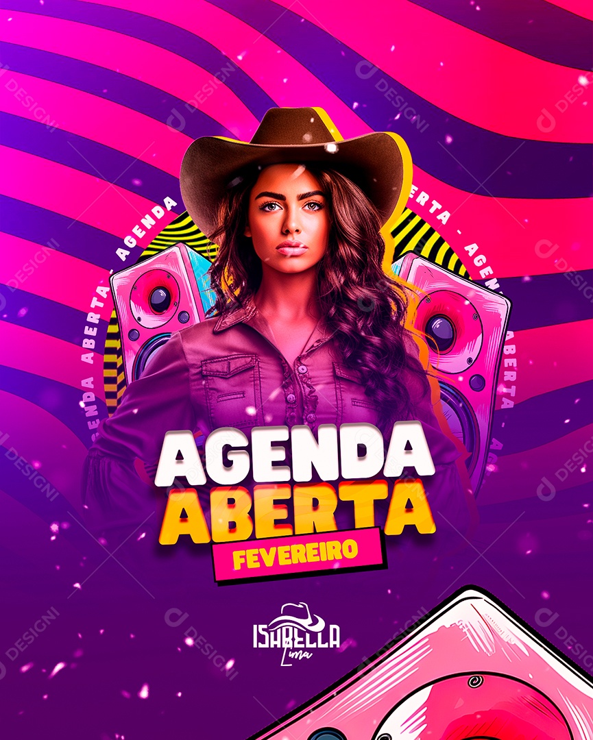 Flyer Carnaval Agenda Aberta Fevereiro Isabella Lima Social Media PSD Editável