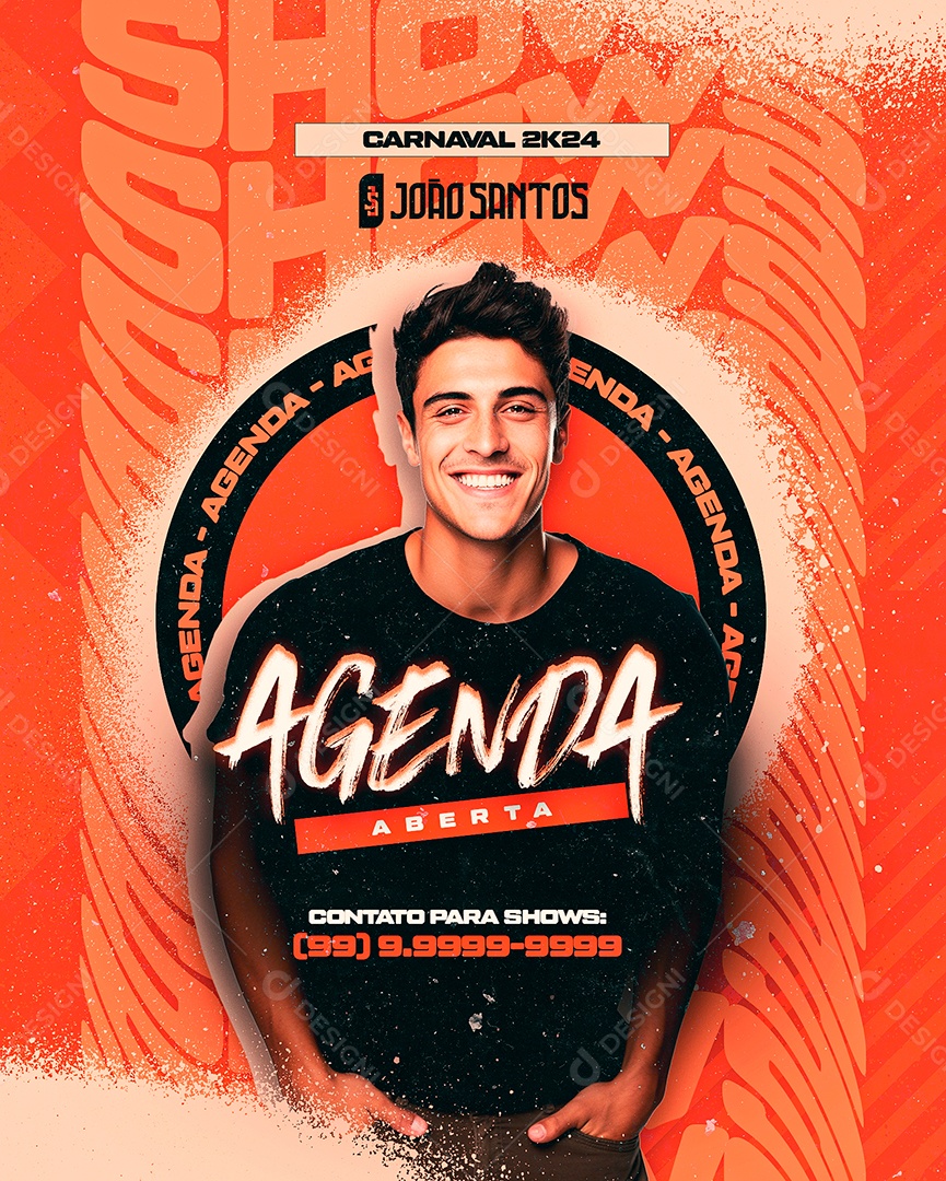 Flyer Carnaval 2024 João Santos Agenda Aberta Social Media PSD Editável