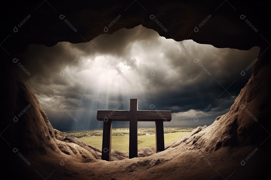 Retrato de calvário sobre uma montanha