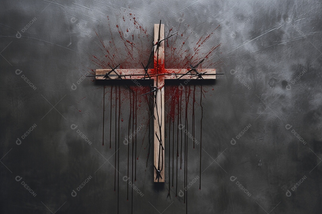 Retrato de cruz calvário com sangue