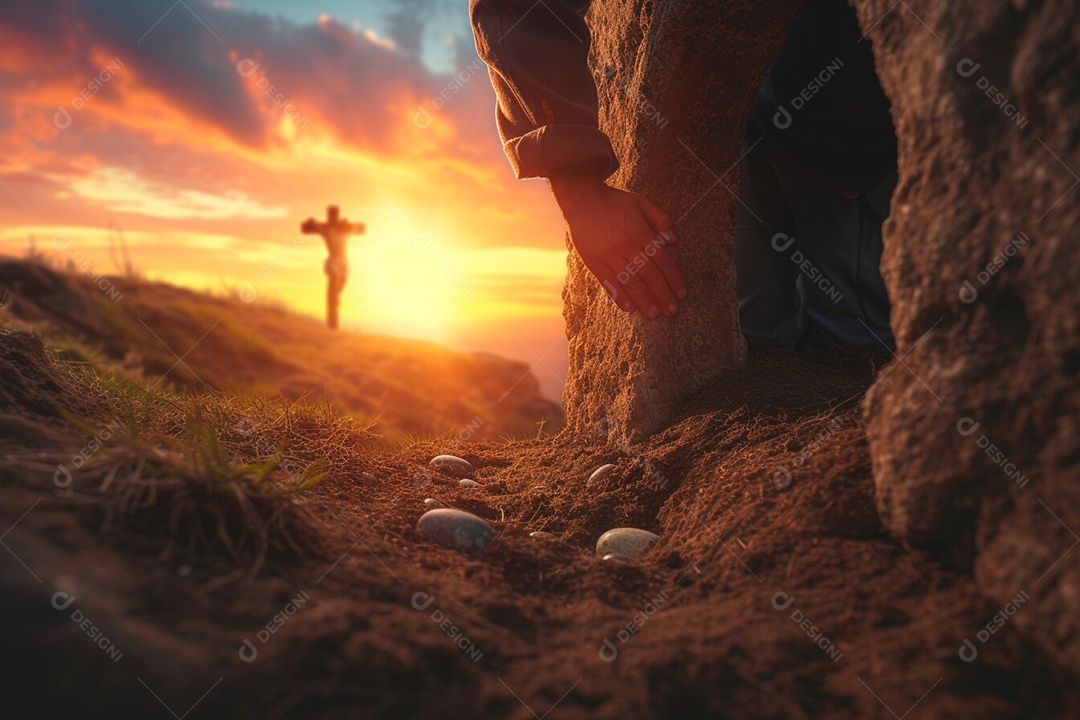 Silhueta de pessoas ao lado de Calvário