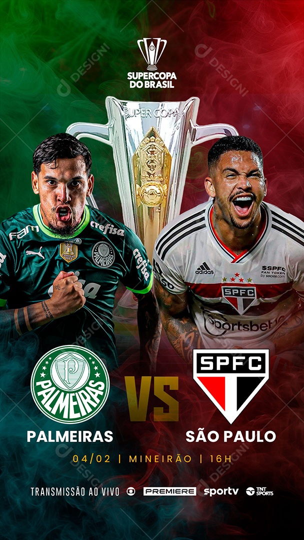 Jogo Super Copa do Brasil Palmeiras x São Paulo Social Media PSD Editável