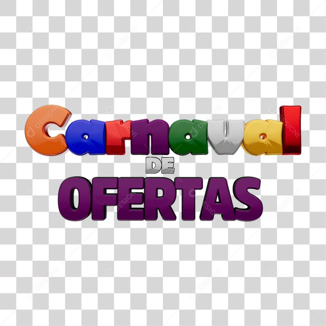 Texto 3D Carnaval de Ofertas PNG Transparente