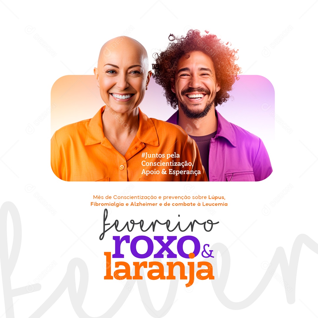 Fevereiro Roxo e Laranja Mês De Conscientização Social Media PSD Editável