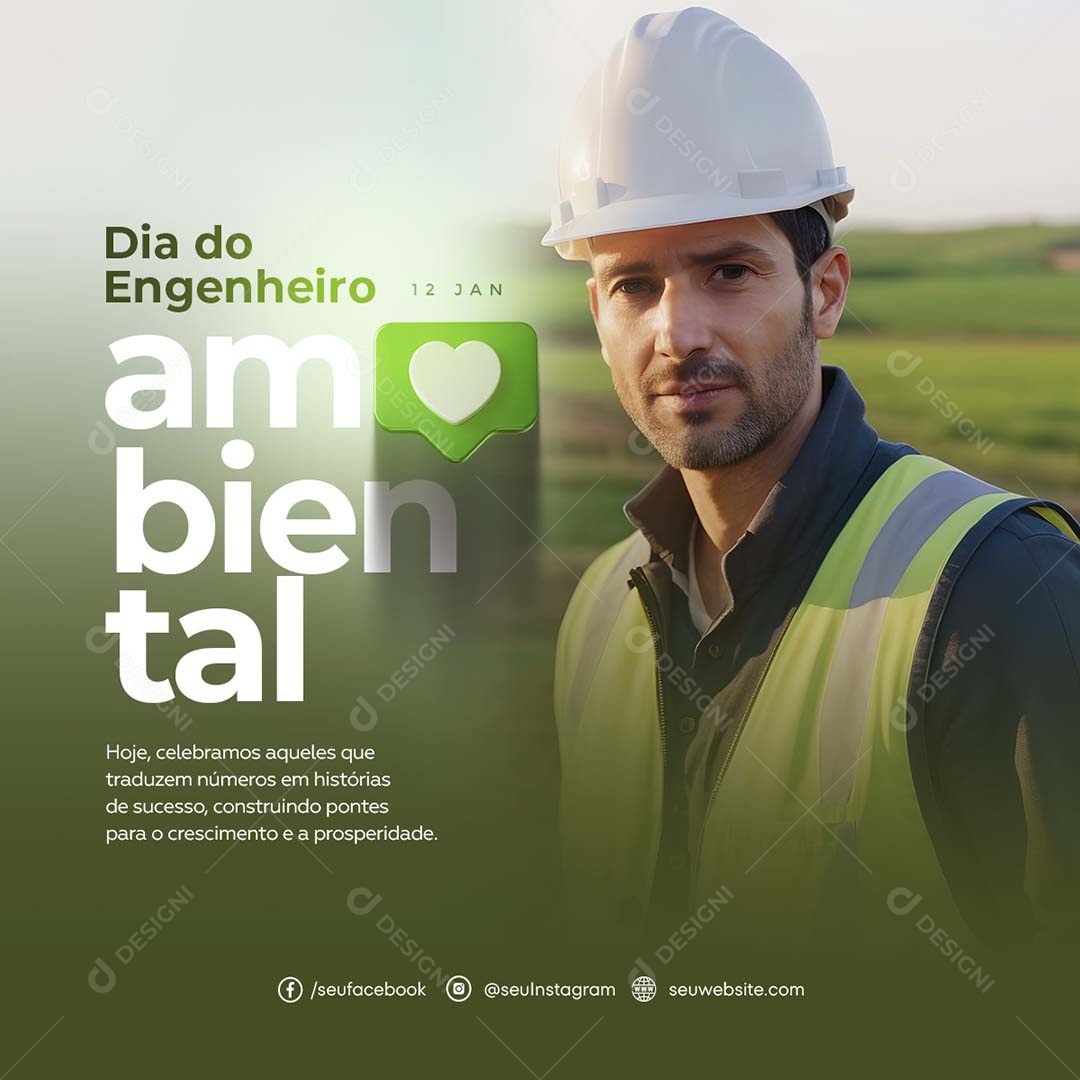 Dia Do Engenheiro Ambiental 31 de Janeiro Crescimento e Prosperidade Social Media PSD Editável