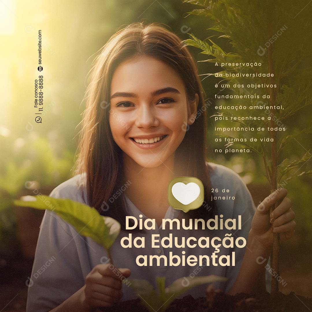 Dia Mundial da Educação Ambiental 26 de Janeiro a Preservação da Biodiversidade Social Media PSD Editável