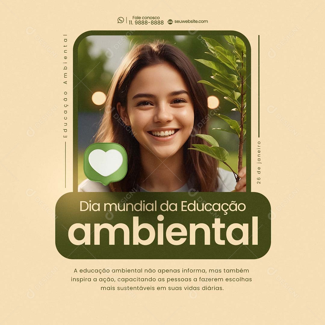Dia Mundial da Educação Ambiental 26 de Janeiro Social Media PSD Editável