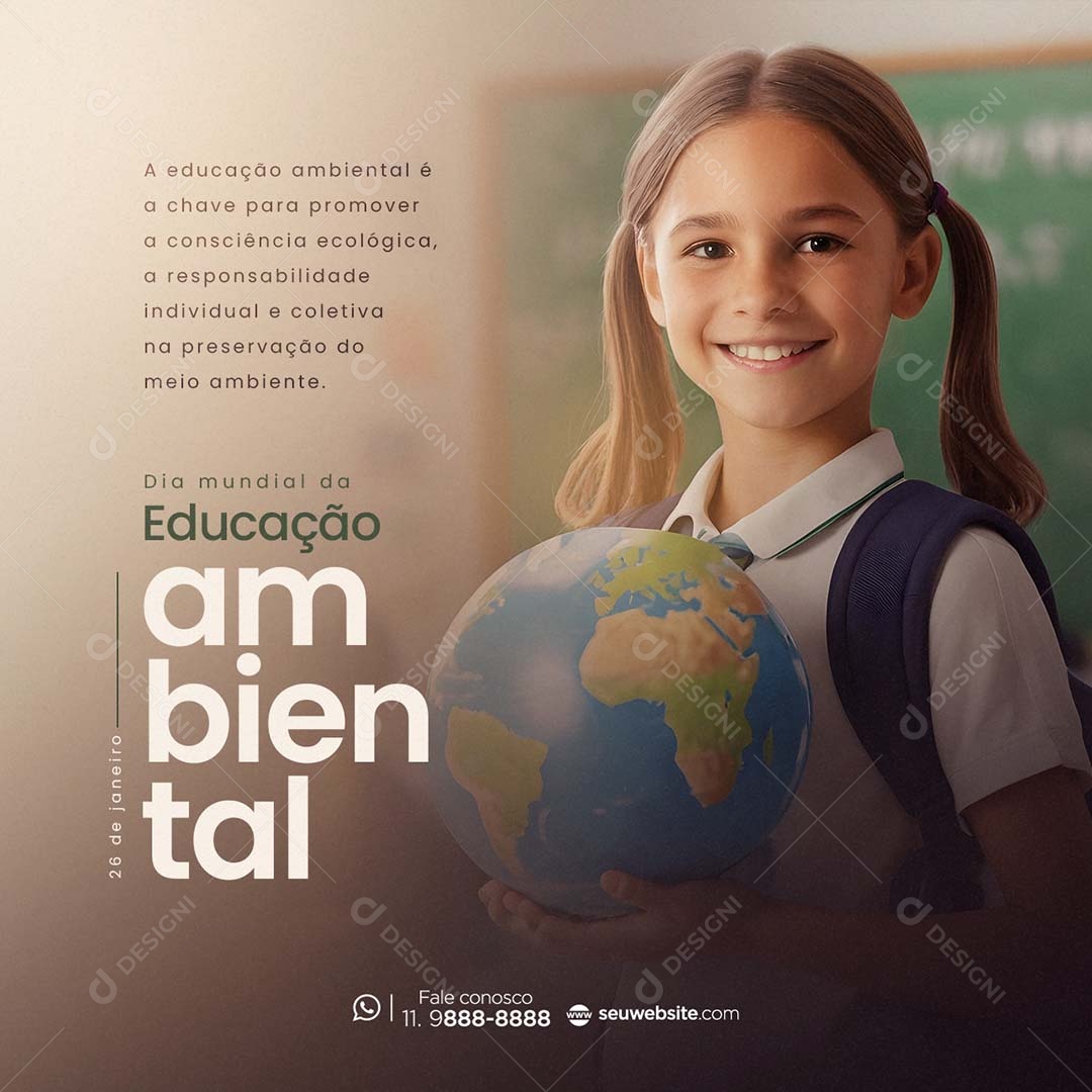 Dia Mundial da Educação Ambiental 26 de Janeiro Social Media PSD Editável