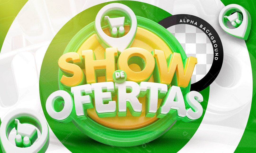 Show de Ofertas Selo 3D Verde Dourado Branco para Composição PSD