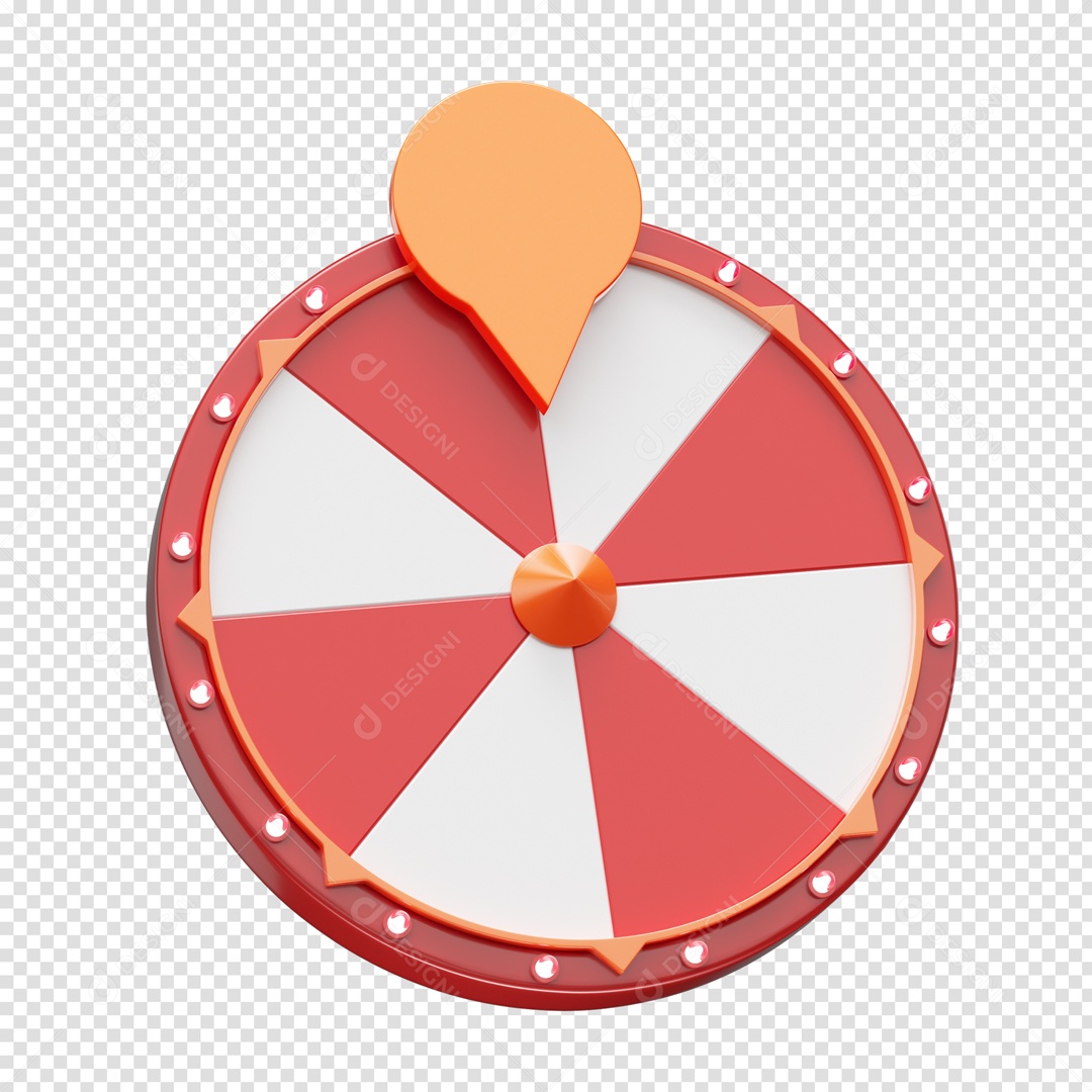 Roleta de Prêmios Elemento 3D Vermelho Branco para Composição PSD
