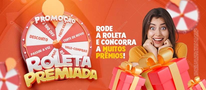 Carrossel Rode a Roleta e Concorra a Muitos Prêmios Social Media PSD Editável
