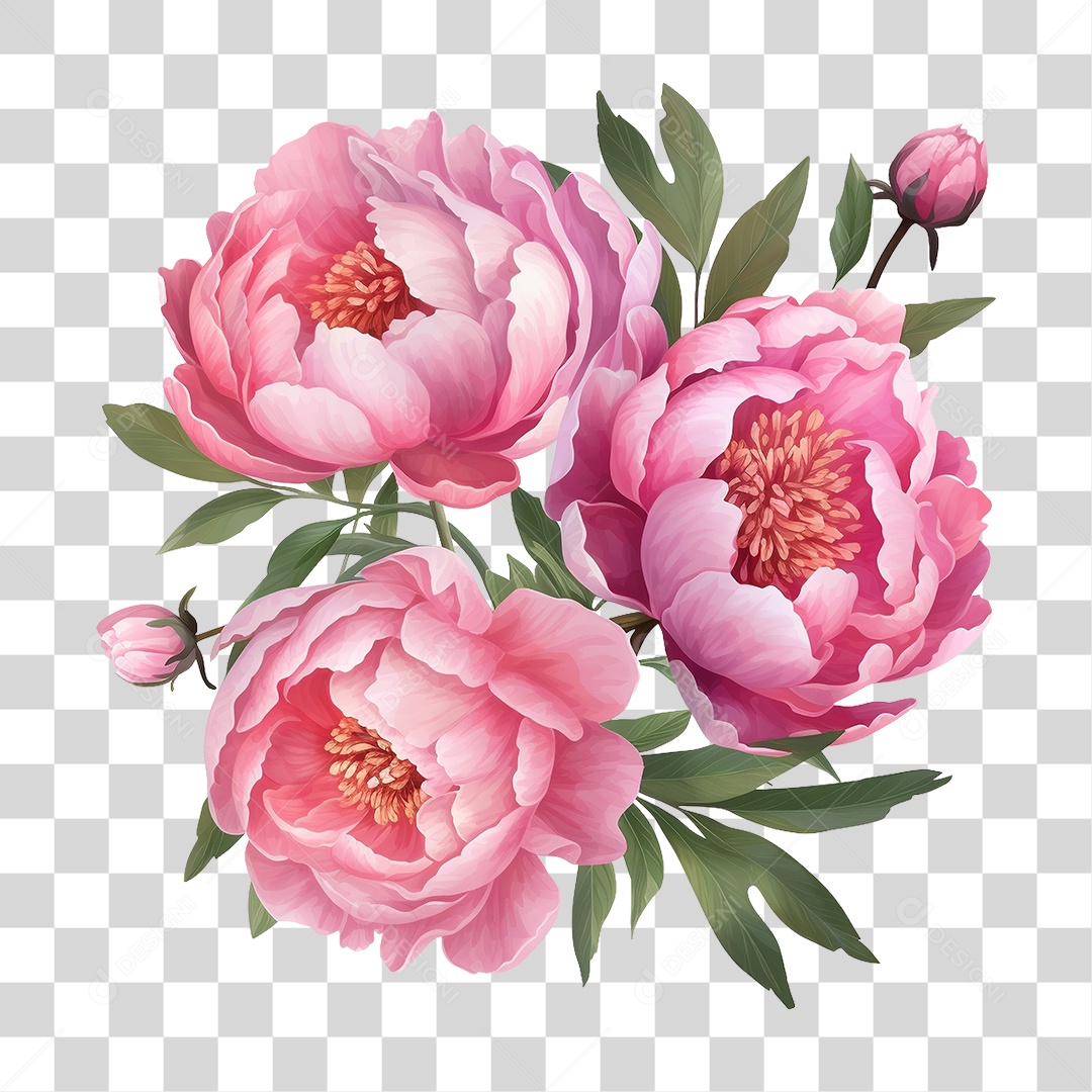 Peônia Rosa PNG Transparente