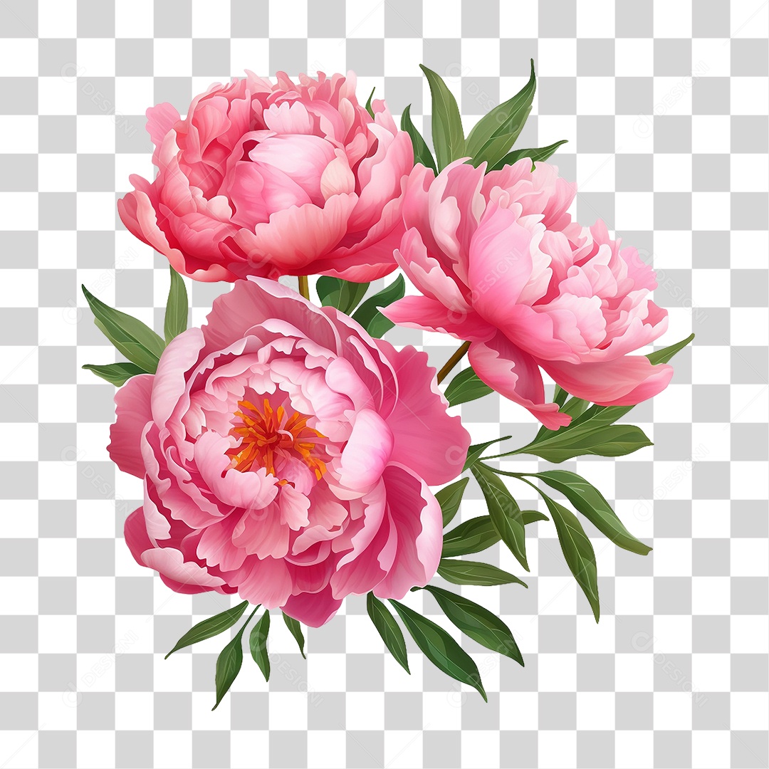 Peônia Rosa PNG Transparente