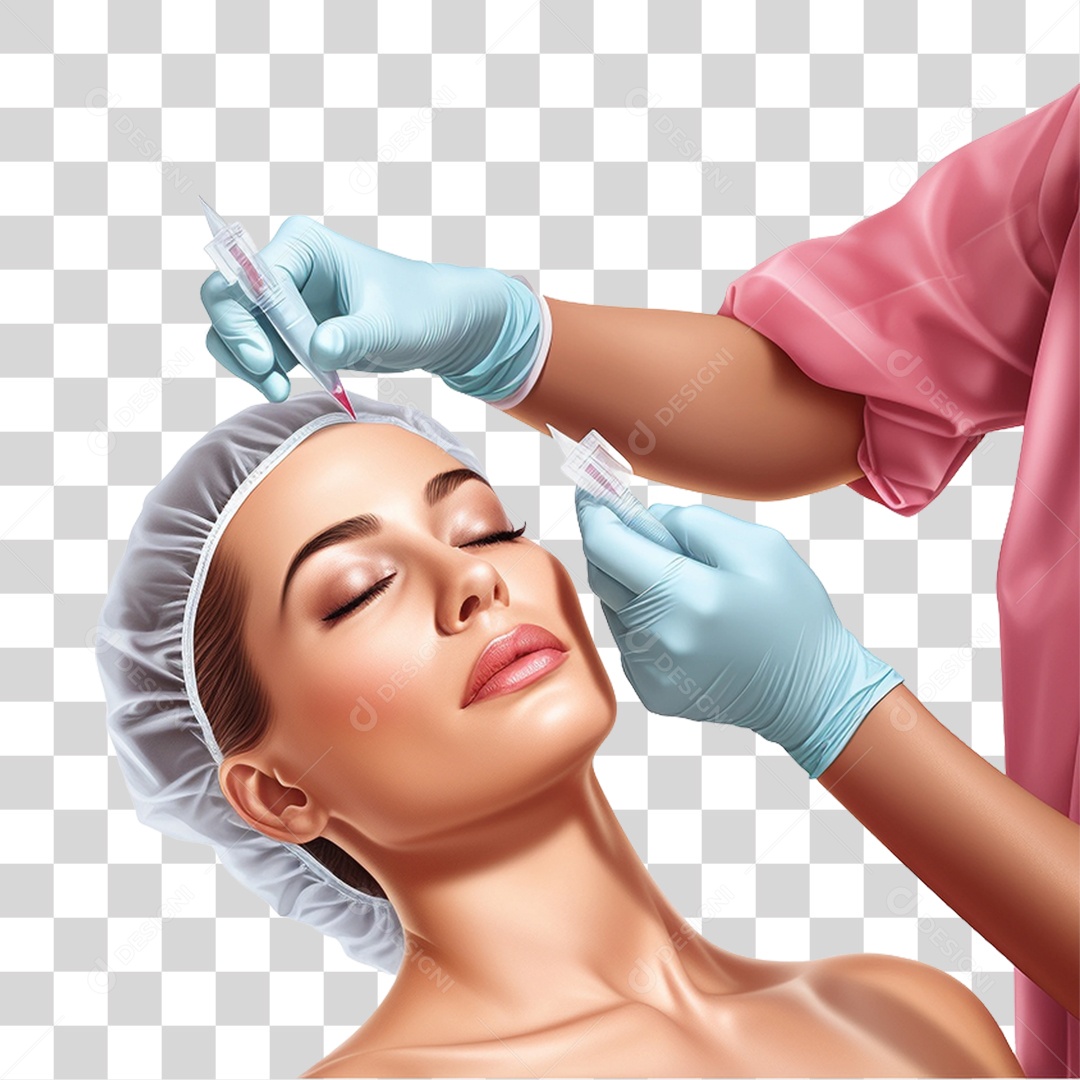 Garota Recebendo Injeção de Botox PNG Transparente