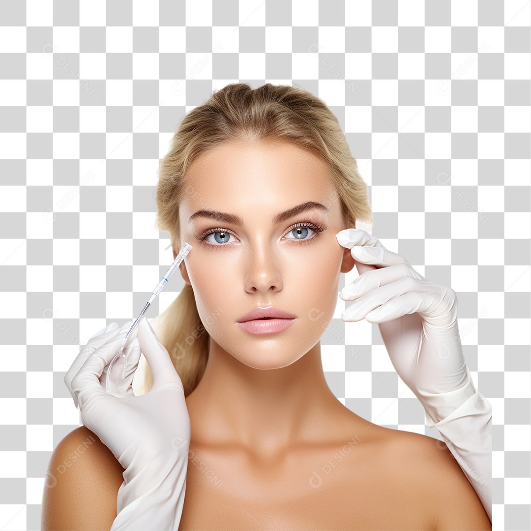 Garota Recebendo Injeção de Botox PNG Transparente