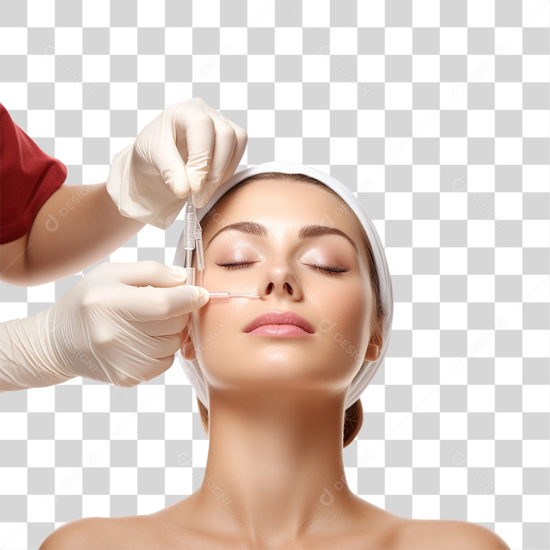 Garota Recebendo Injeção de Botox Estética Procedimento PNG Transparente