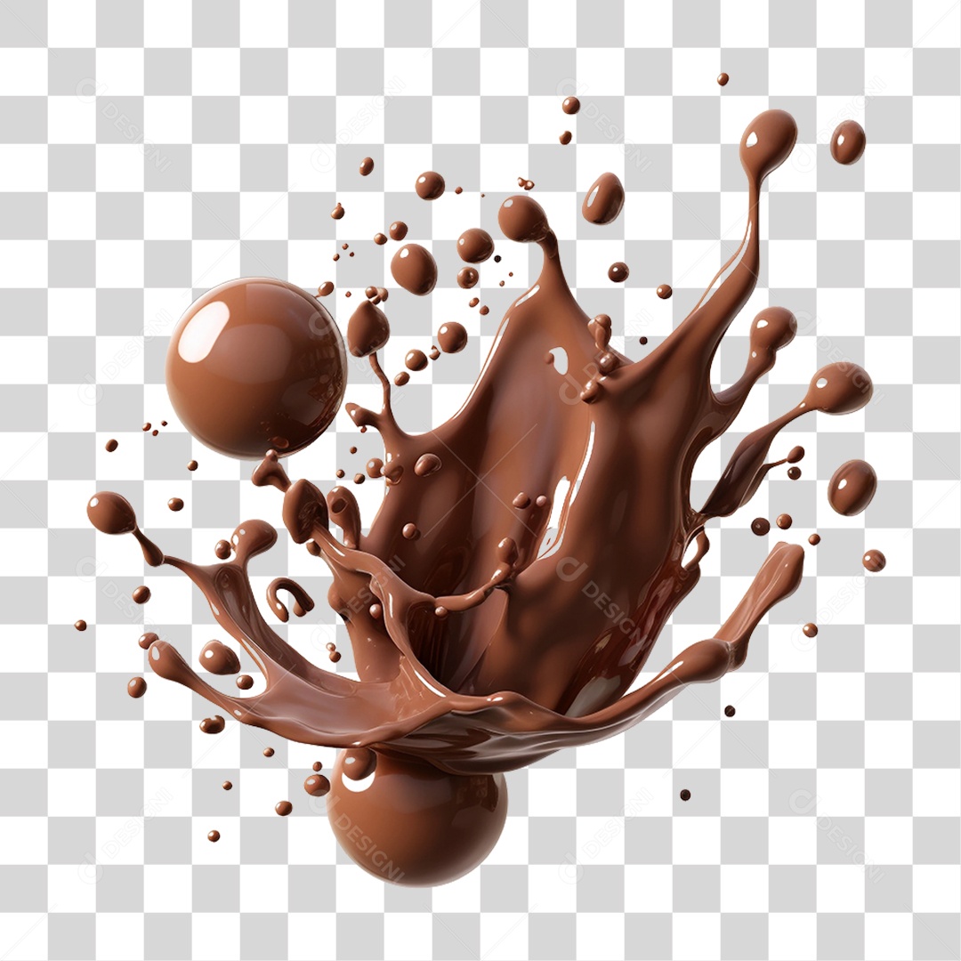 Splash de Chocolate Doce Calda Bombom PNG Transparente